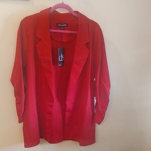 DS Red Open-Front Women's Blazer Jacket